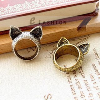 Ring Retro Katze Ohr Style Ringe Damen Cat ear Fingerring NEU 102 0082
