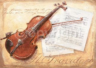 Janov Il trovatore Geige Musik Noten Fertig Bild 50x70 Wandbild