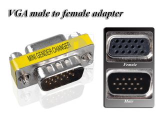 15 Pin HD SVGA VGA Male to Female M F Converter Adapter Monitor