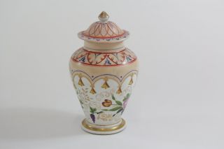 Porzellan Deckelvase handgemalt florales & Vogel Dekor ~1880/1900
