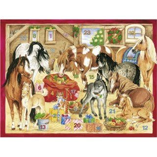 Pferde Weihnacht im Stall. Adventskalender Bärbel
