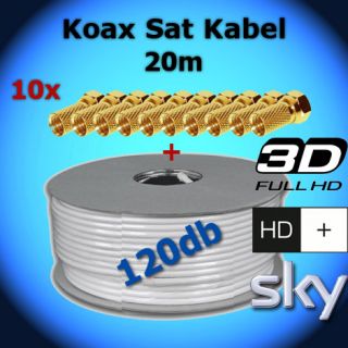SAT DIGITAL KOAX KABEL Antennenkabel Koaxialkabel 120 HDTV Class A 20