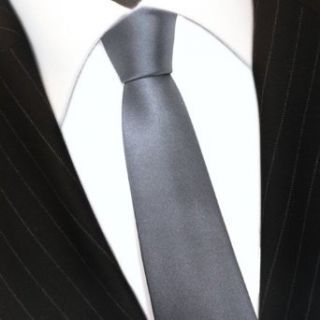 schmale feine Designer Krawatte Satin anthrazit Seide 