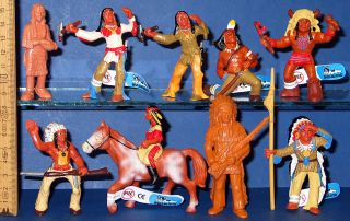 Indianer Häuptling Cowboy Pferde  9 x Bully Figuren