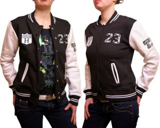 College Jacke Damen Sweatjacke schwarz,weiß 23 NEU g XL
