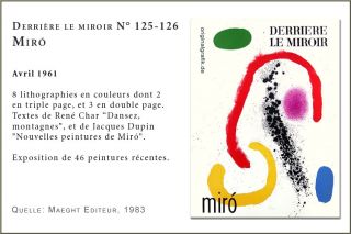 Joan MIRO Derriere le miroir 125 126 von 1961 mit 8 Farblithographien