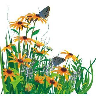 Wiese Blumen Schmetterlinge 80 x 77 cm Küche & Haushalt