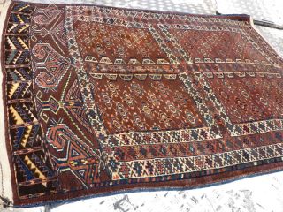 ANTIKER Turkmenischer Jomud Hatschlu Teppich 1920 Maße163x133cm