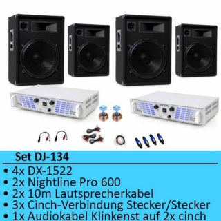 TOP 3200W DJ PA System 4x Boxen 2x Verstärker Endstufen