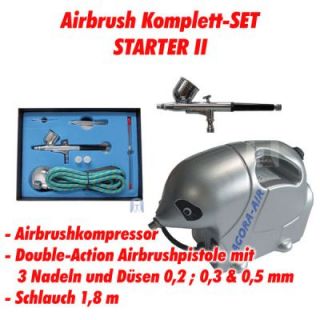 Airbrush Komplett Set Kompressor Pistole Lackieren Modellbau Werkzeug