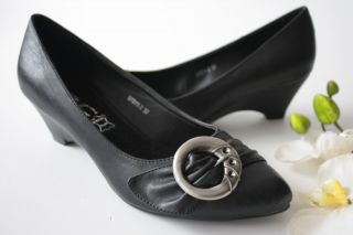 Pumps klassisch Damenschuhe schwarz Keilabsatz 5,5cm Schuhe gr 36 37