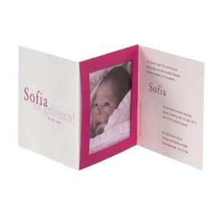Geburtsanzeigekarte perle/ivory/pink Mädchen, Passepartoutkarte