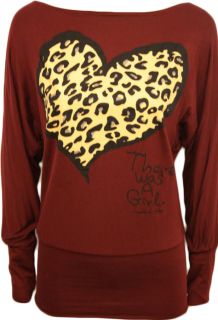Damen Shirt Top Oberteil Tier Herz Leopard Muster Fledermausflügel