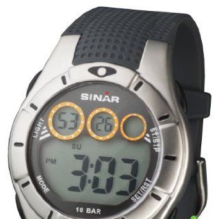 Sinar Armbanduhr   Herrenuhr digital   grau mit zweiter Zeitzone