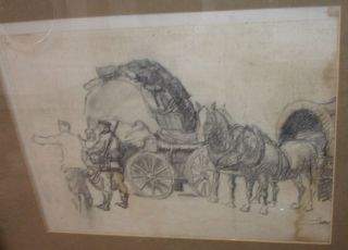 Peitri Soldaten mit Planwagen Zeichnung 153/14107