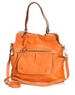 FOSSIL Damen Handtasche Schultertasche aus orangem Leder Kenya FLDVR