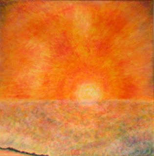 Ölbild Aufsteigende Sonne in der Südsee,Erwin Dominik Osen