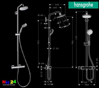 HANSGROHE Thermostat Showerpipe Croma 160 Hans Grohe Dusche Rainshower