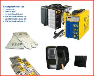 GYSMI 165 E Hand Inverter Elektrode 160A MMA GYS SET MASKE HANDSCHUHE