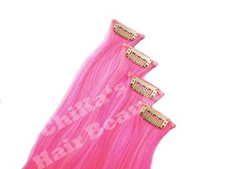 Clip IN Extensions Haarverlängerung Pink Glatt 65cm