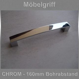 Moebelgriff Stangengriff Griffe Aluminium und Chrom glaenzend 160mm