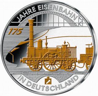 BRD 10 Euro 2010   175 Jahre Eisenbahn   Teilvergoldung