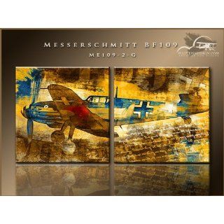 Messerschmitt BF 109, Flugzeug Gemälde auf Leinwand, Unikat mit