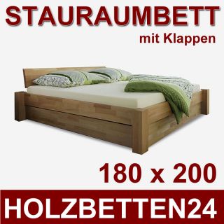 180 x 200 Bett mit Stauraum Klappen Betten Massivholzbett