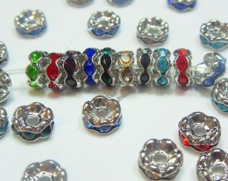 50 CRYSTAL STRASS RONDELL Spacer Perlen MIX 6mm#R171