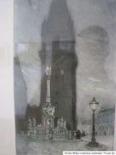 Richard Carl Wagner Turm von Perchtoldsdorf Original Radierung