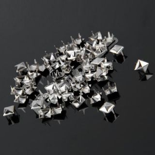 100x 6mm Metall DIY Pyramiden Nieten Ziernieten Gothic Silber Fa