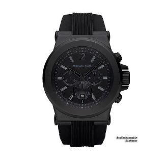 NEW 2012 MICHAEL KORS ALL BLK SILICONE STAINLESS STEEL CHRONO MK8152