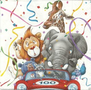 Napkins Kinder Kindergeburtstag Comic Zoo Elefant Tiere Loewe 181