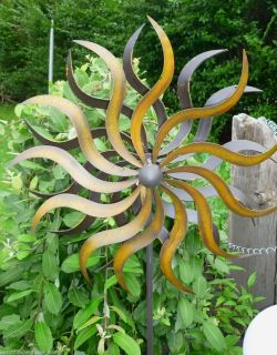 Windspiel Gartenstecker Windrad Garten Figur Metall Wind Rad Sonne H