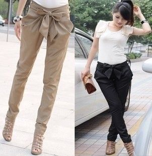Sexy Women Fashion Harem Skinny Long Trousers OL Casual Slim Bow Pants