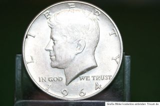 USA AMERICA HALF 1/2 DOLLAR 1964 TODESTAG JOHN F. KENNEDY SILBER