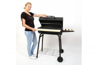Barbecue Smoker Standgrill Holzkohle Grill Grillwagen, 97x67x125 cm