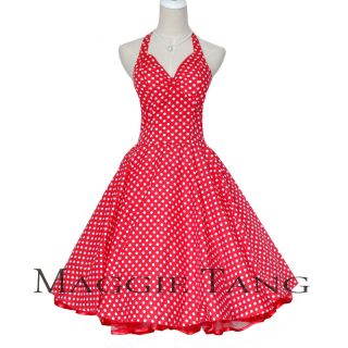 Vintage 50er 60er Rock n Roll Rockabilly Tanz Kleid zum Petticoat Rot