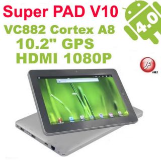 SUPERPAD VI ANDROID 4.0 10,2 ZOLL TABLET PC 8 GB WIFI GPS CORTEX A8