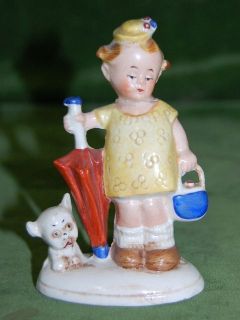 194/ Porzellan FIGUR Porzellanfigur Mädchen mit Hund alt !!