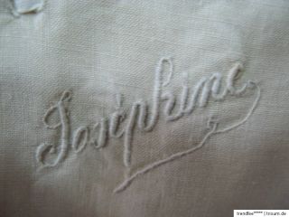 Antikes LEINEN XXL Nachthemd bestickt JOSEPHINE aus FRANKREICH french