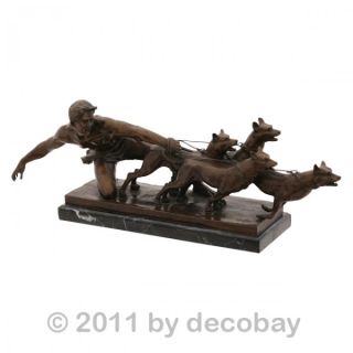 Dogsitter Mann Hunde Bronzeskulptur Helety Art Deco Bronze Tier Figur