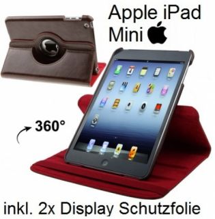 Apple iPad Mini Braun 360° Edel Ledertasche Schutzhülle Bumper Case