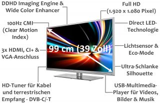 TCL L39F3390FC 99 cm (39 Zoll) LED Backlight Fernseher EEK A (Full HD