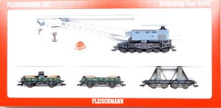Fleischmann 5597 Kranwagen Zug Set 4 tlg. / OVP