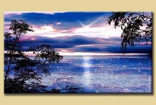Sonnenuntergang Meer Natur Blau Kunstdruck Bild 100x55