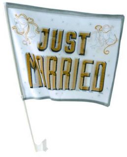 Autofahne Just Married gold Hochzeit Fahne 6er Set