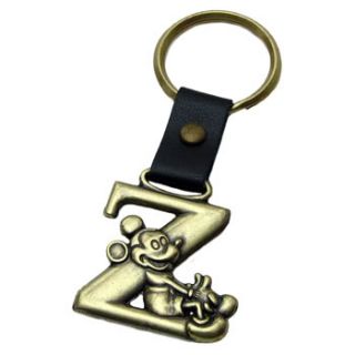 Mickey Mouse Letter Z Brass Keychain Disney Keyring New