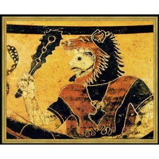 Bild mit Rahmen Griechische Vasenmalerei, Herakles mit Keule