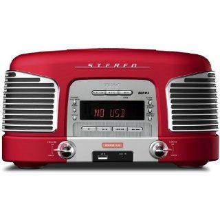 Teac SL D920R Nostalgie CD Radio (MW/UKW Tuner, AUX, USB) rot 